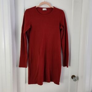 Rust Coloured Ribbed Bodycon Dress From Wilfred Free At Aritzia